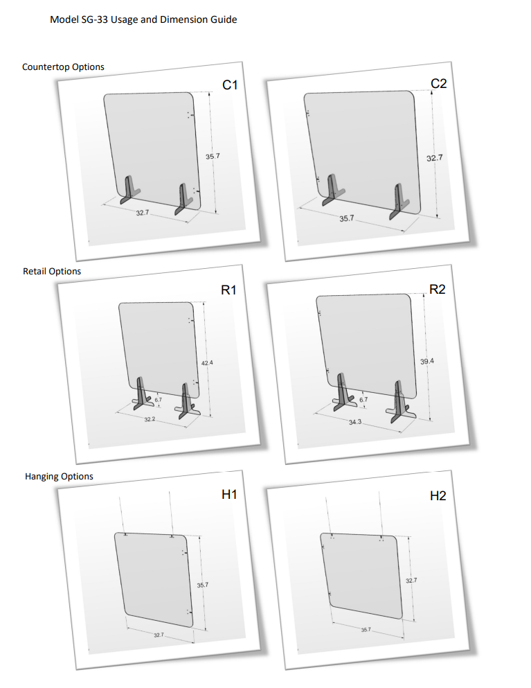 Sneeze Guard SG-33 (33x26 Model) - 6 Ways to Use