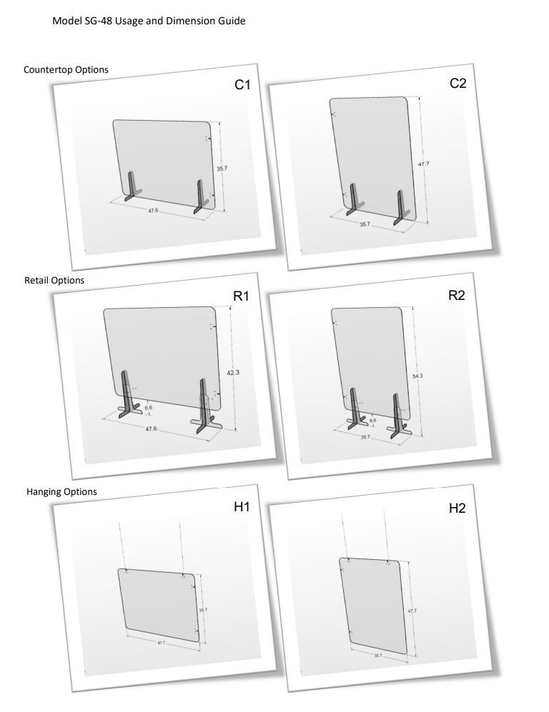 Sneeze Guard SG-48 (48x36 Model) - 6 Ways to Use